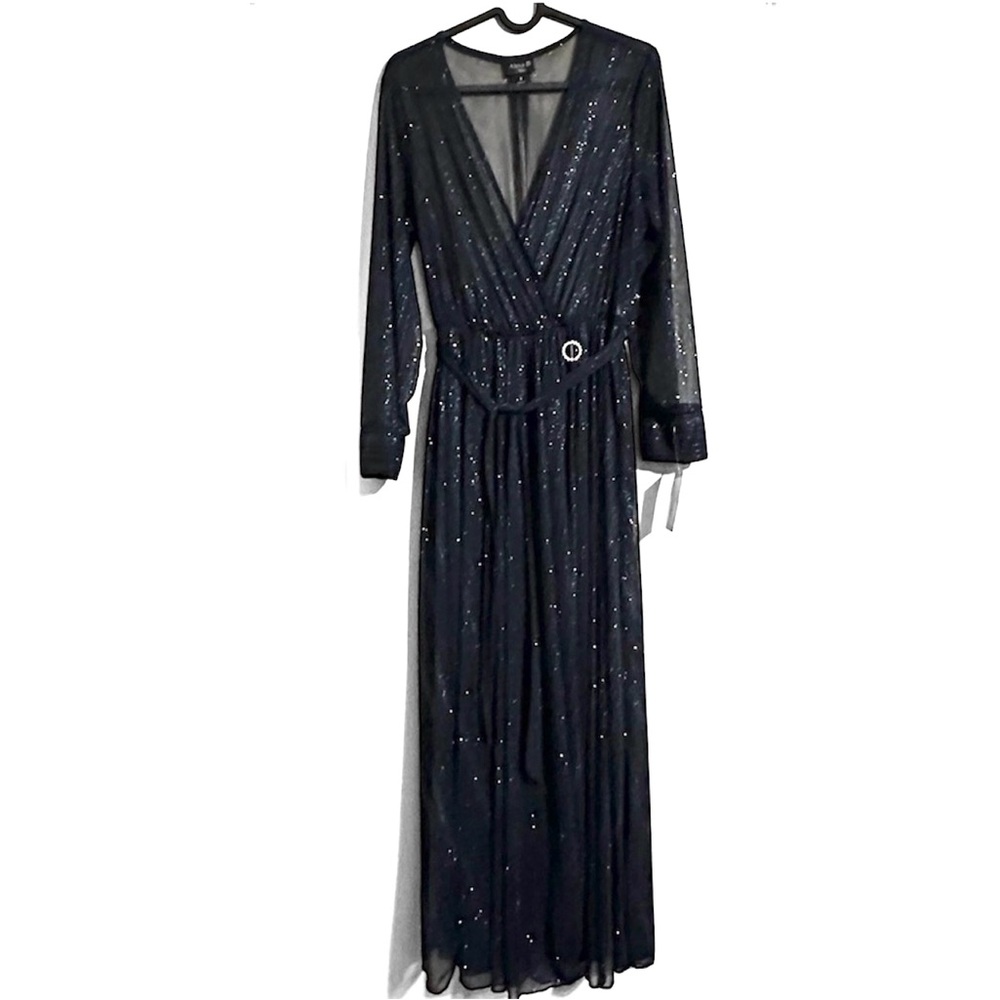 Alexa B Women's Blue Long Sleeve Maxi Dress